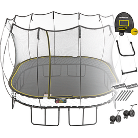 Батут SPRINGFREE квадратный S113 SHAW с лестницей, корзиной для мяча, фиксаторами и колесиками